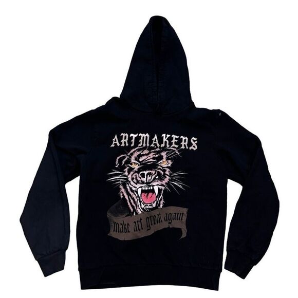 Eleven Paris Men's Size Medium Hoodie Sweatshirt Black Tiger Graphic Artmakers - Picture 1 of 5